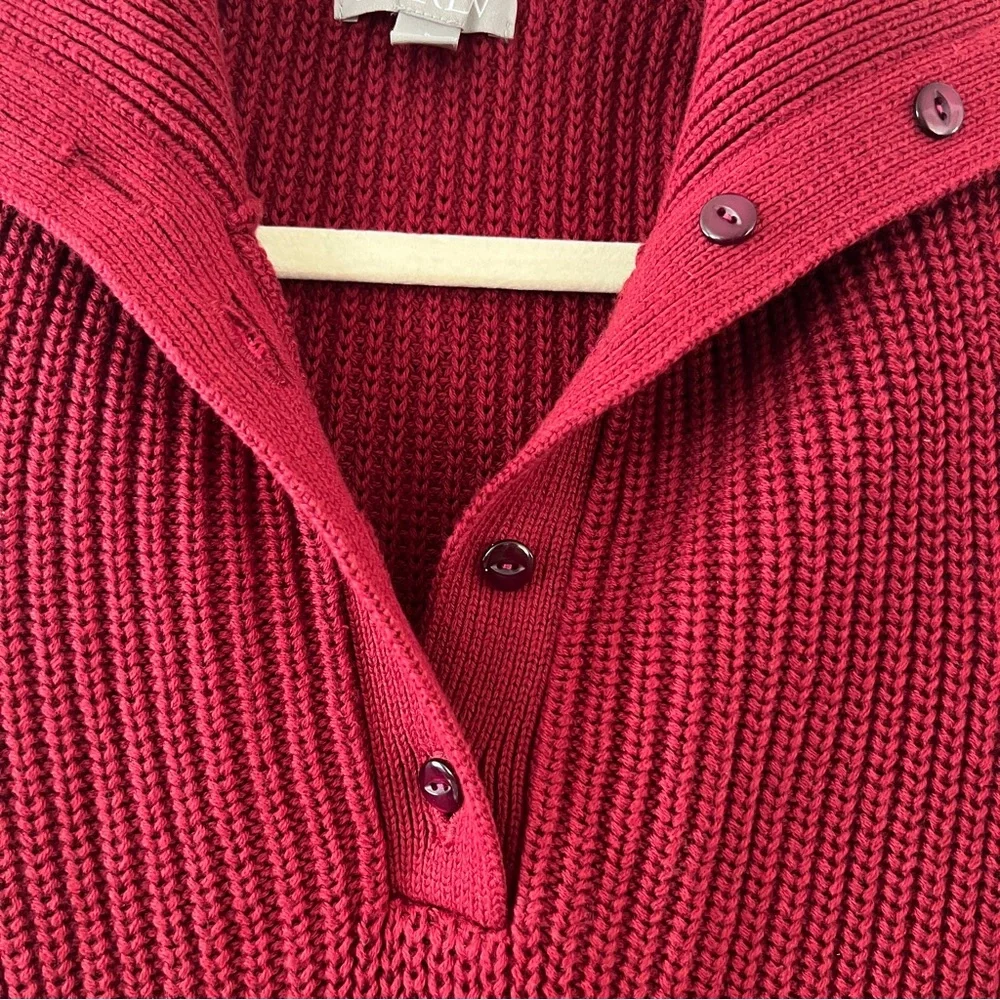 J Crew NWOT Womens Red Maroon Ribbed Cotton Button Collar Sweater Small - Picture 10 of 15